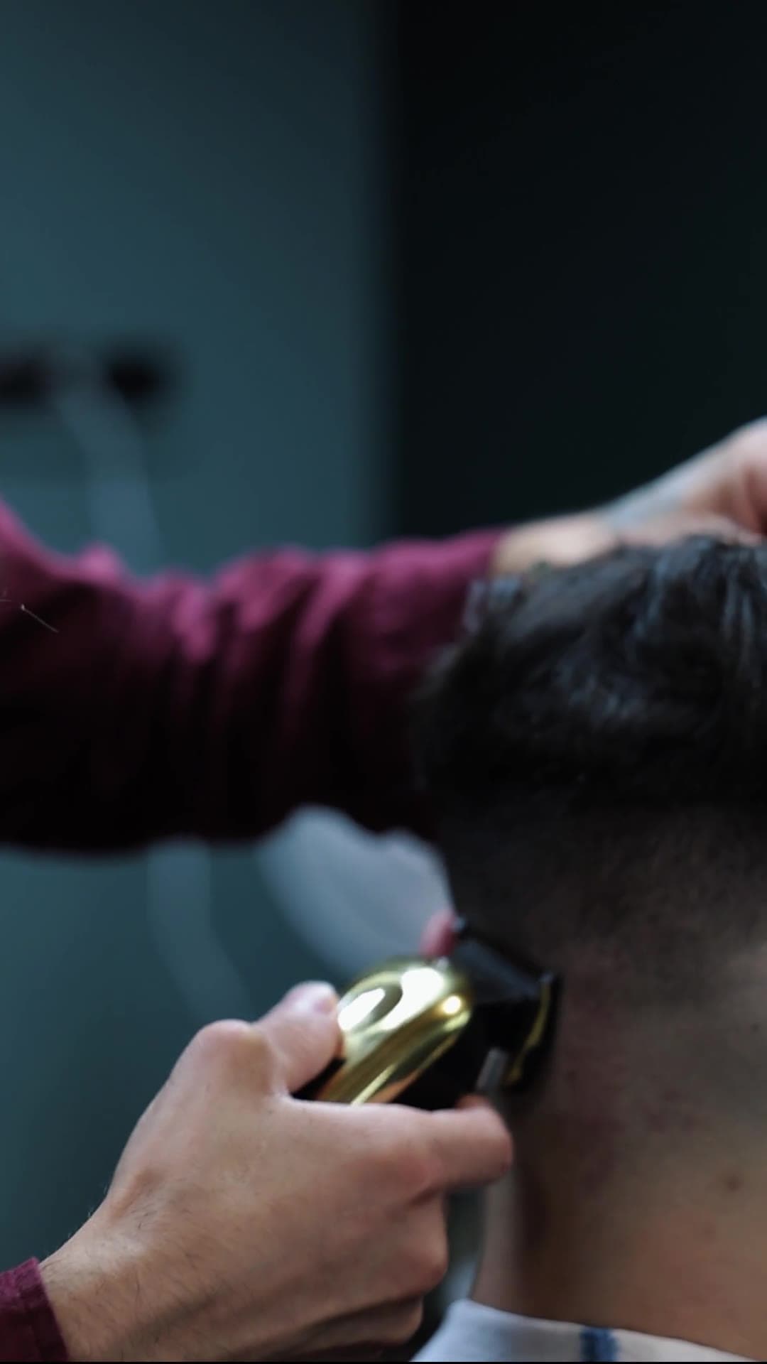Haircut and beard trim in progress at Dekad Barbershop, Yerevan